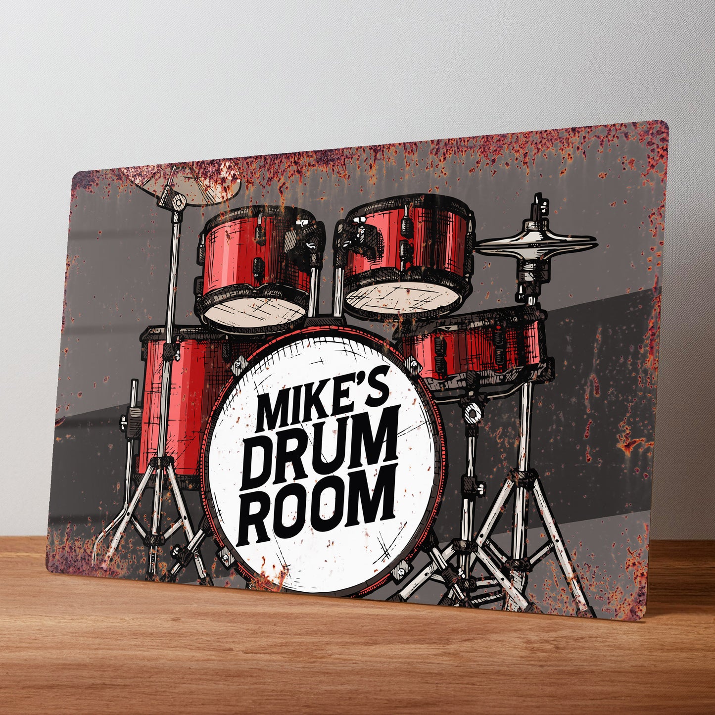 Drum Room Rustic Metal Personalised Wall Sign