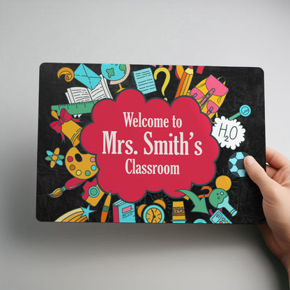 School Teacher Personalised Classroom Metal Wall Sign Gift