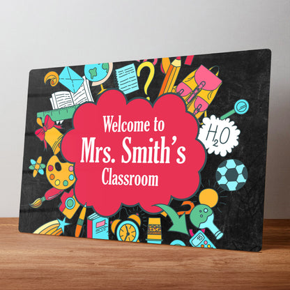 School Teacher Personalised Classroom Metal Wall Sign Gift