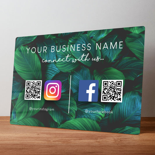 Business Social Media Sign with QR Code