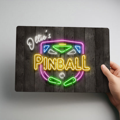 Pinball Neon Style Personalied Metal Wall Sign