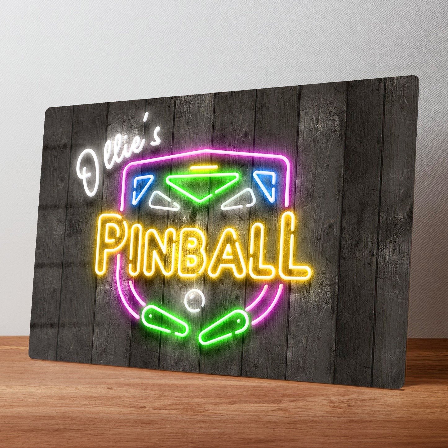 Pinball Neon Style Personalied Metal Wall Sign