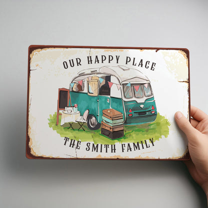 Caravan Camping Personalised Rustic Metal Wall Sign