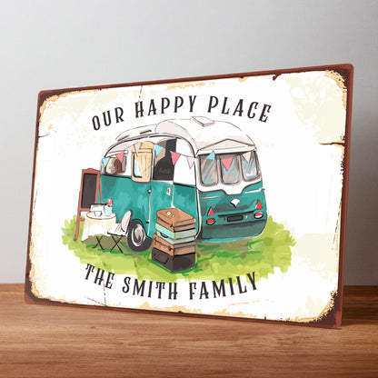 Caravan Camping Personalised Rustic Metal Wall Sign