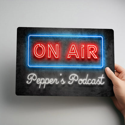 On Air Personalised Neon Style Podcast Metal Wall Sign