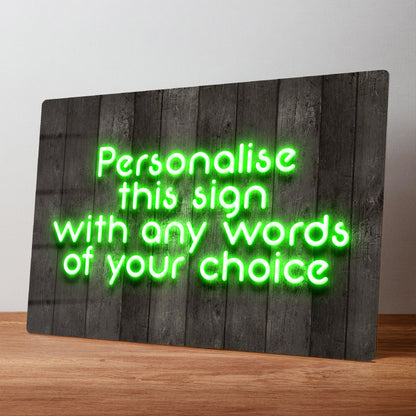 Any Message Personalised Neon Style Metal Wall Sign