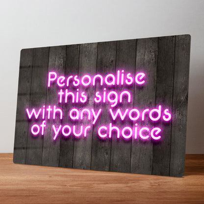 Any Message Personalised Neon Style Metal Wall Sign