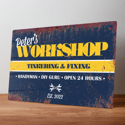 Workshop Rustic Personalised Metal Wall Sign