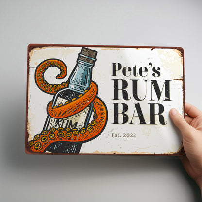 Retro Rum Bar Metal Personalised Wall Sign