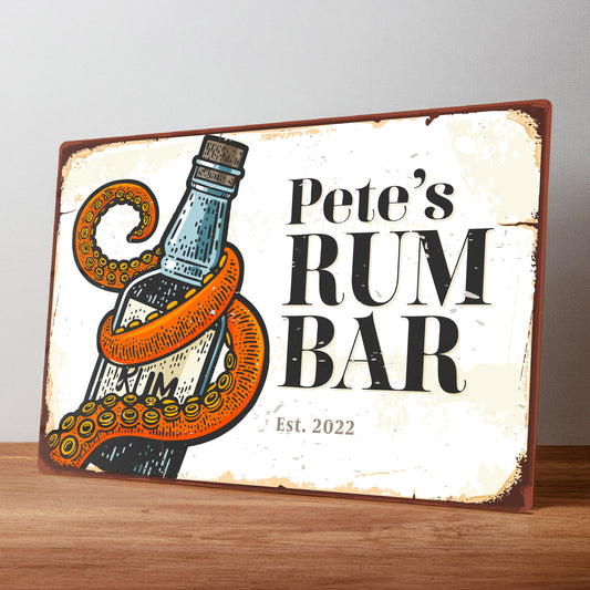 Retro Rum Bar Metal Personalised Wall Sign