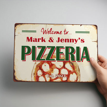 Pizzeria Rustic Personalised Metal Wall Sign