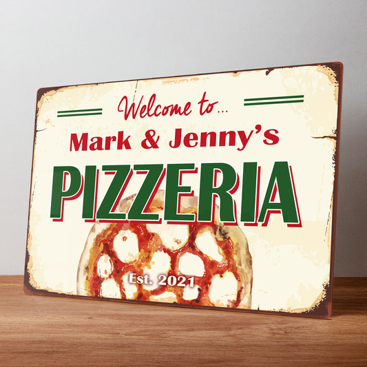 Pizzeria Rustic Personalised Metal Wall Sign