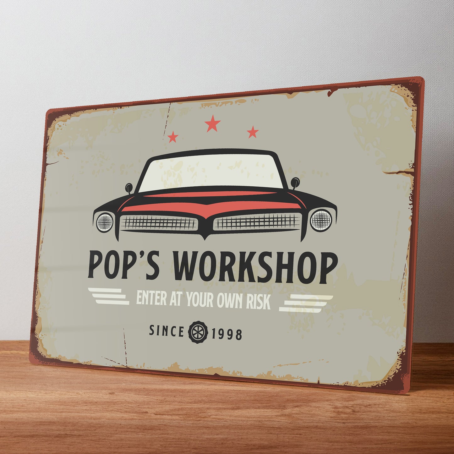 Workshop Personalised Retro Rustic Metal Wall Sign for Garages