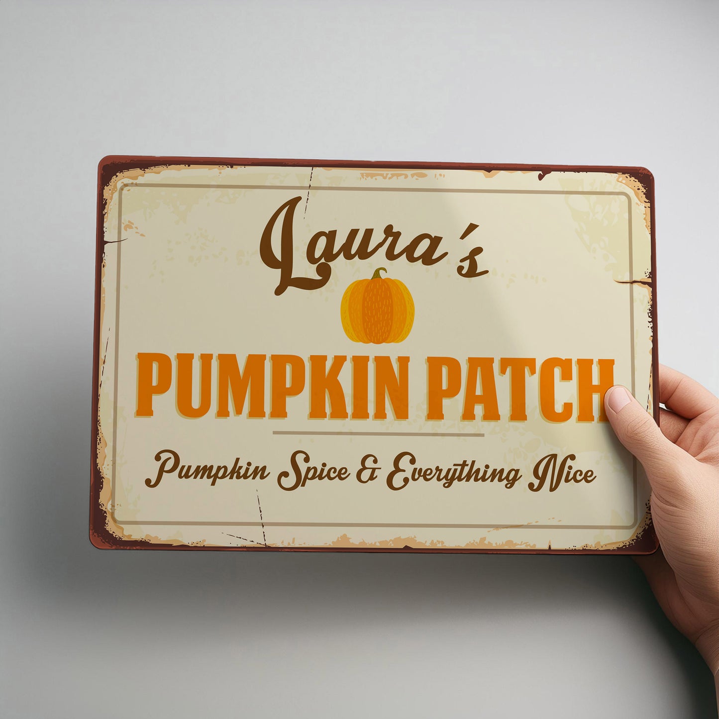 Pumpkin Rustic Personalised Metal Wall Sign