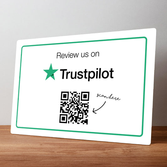 Trustpilot Review Sign with QR Code Personalised Metal Wall Sign