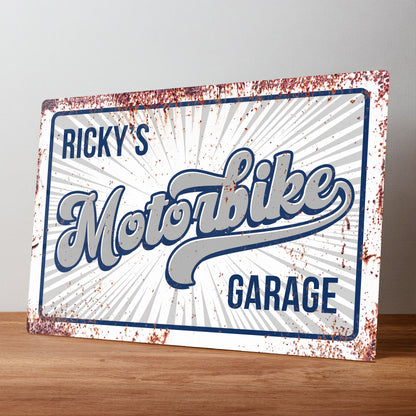 Motorcycle Workshop Retro Rustic Metal Personalised Sign