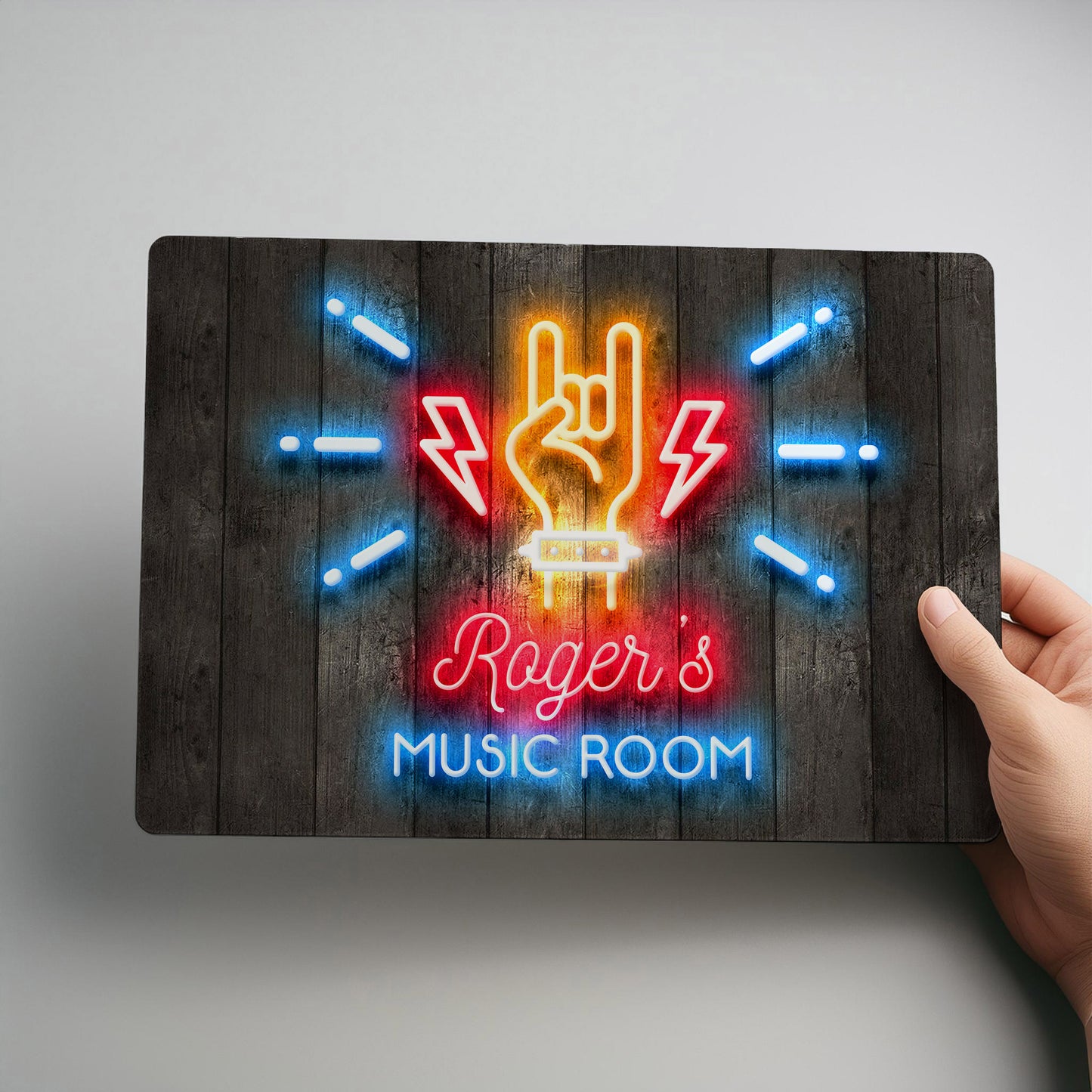 Music Room Personalised Neon Style Metal Wall Sign