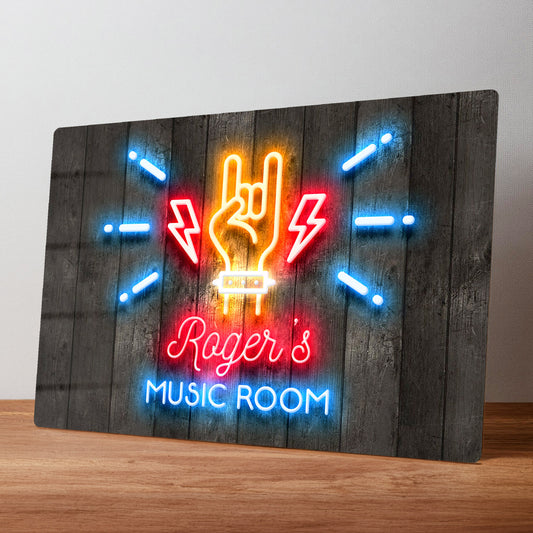 Music Room Personalised Neon Style Metal Wall Sign