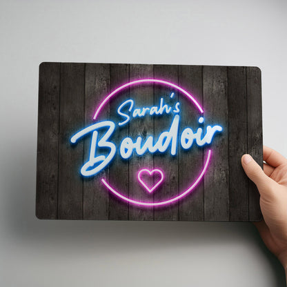 Boudoir Neon Effect Printed Personalised Metal Wall Sign