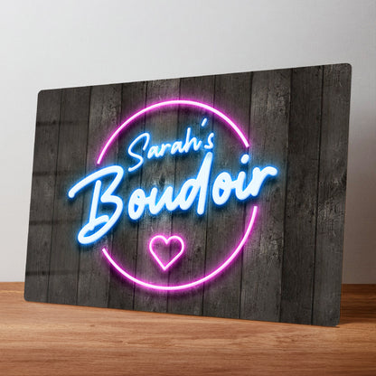 Boudoir Neon Effect Printed Personalised Metal Wall Sign