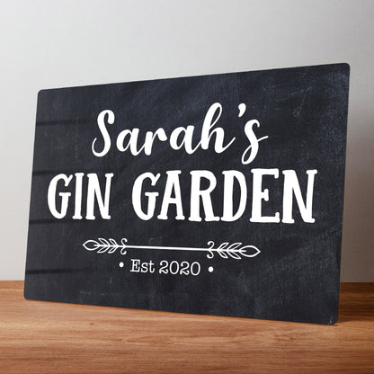 Gin Garden Home Bar Personalised Metal Wall Sign