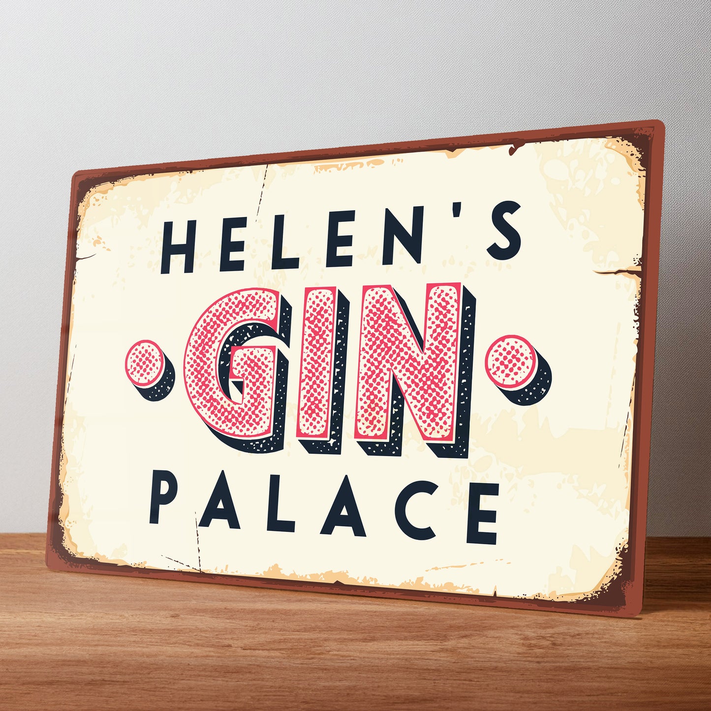 Gin Palace Personalised Rustic Metal Bar Sign