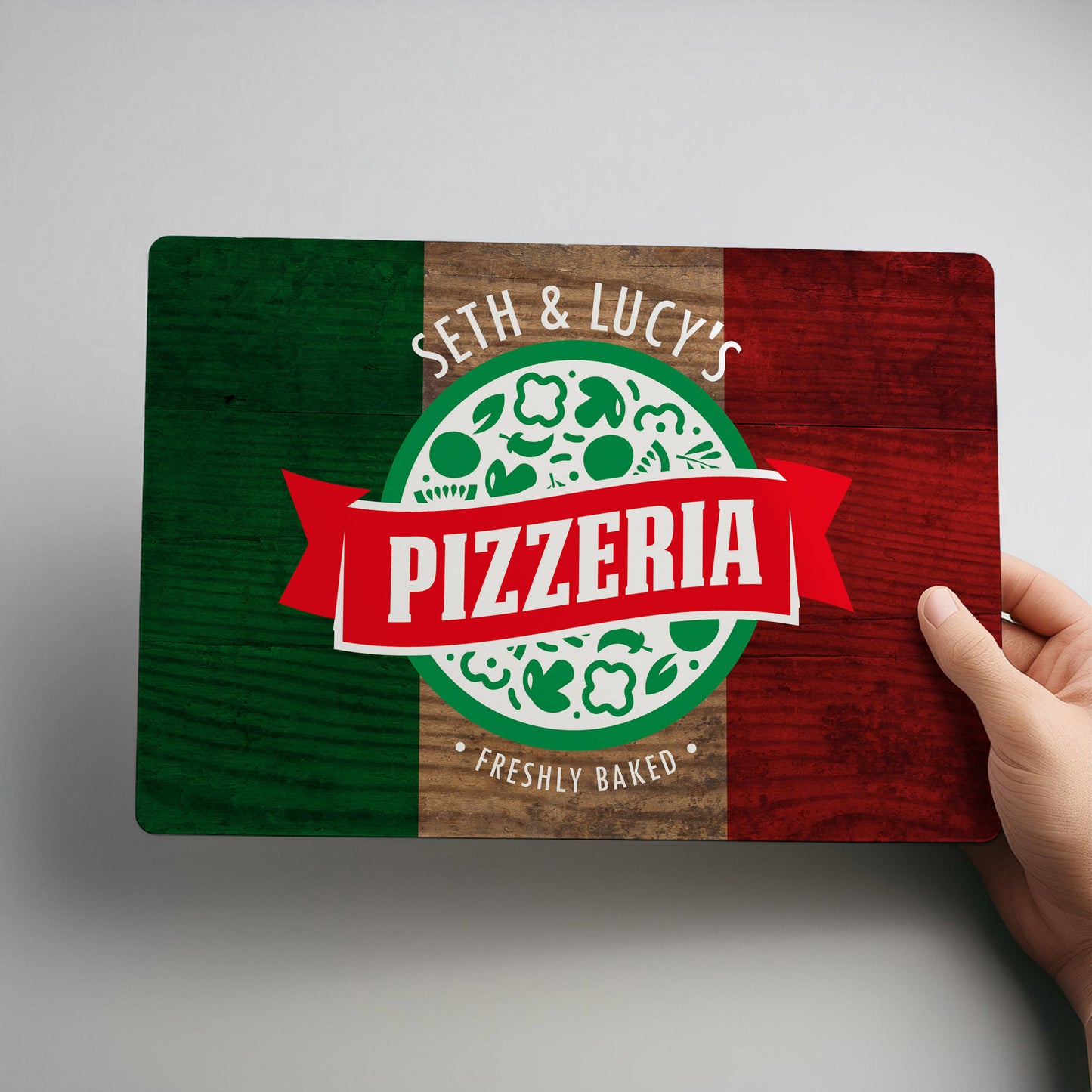 Pizzeria Rustic Personalised Metal Wall Sign