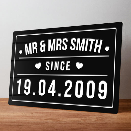 Anniversary or Wedding Personalised Metal Wall Sign - Perfect Gift