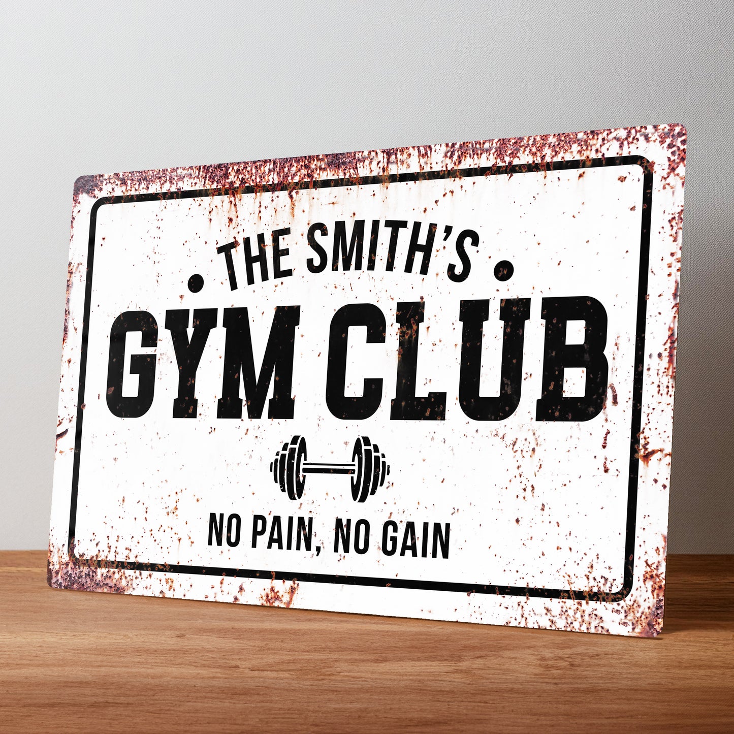 Home Gym Club Retro Style Personalised Metal Wall Sign