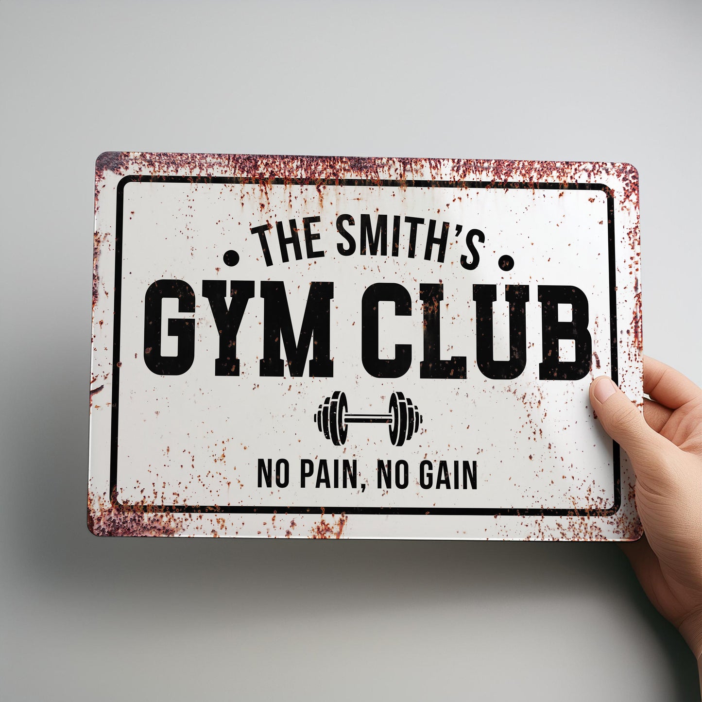 Home Gym Club Retro Style Personalised Metal Wall Sign