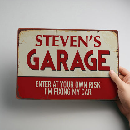 Rustic Retro Garage Workshop Metal Wall Sign