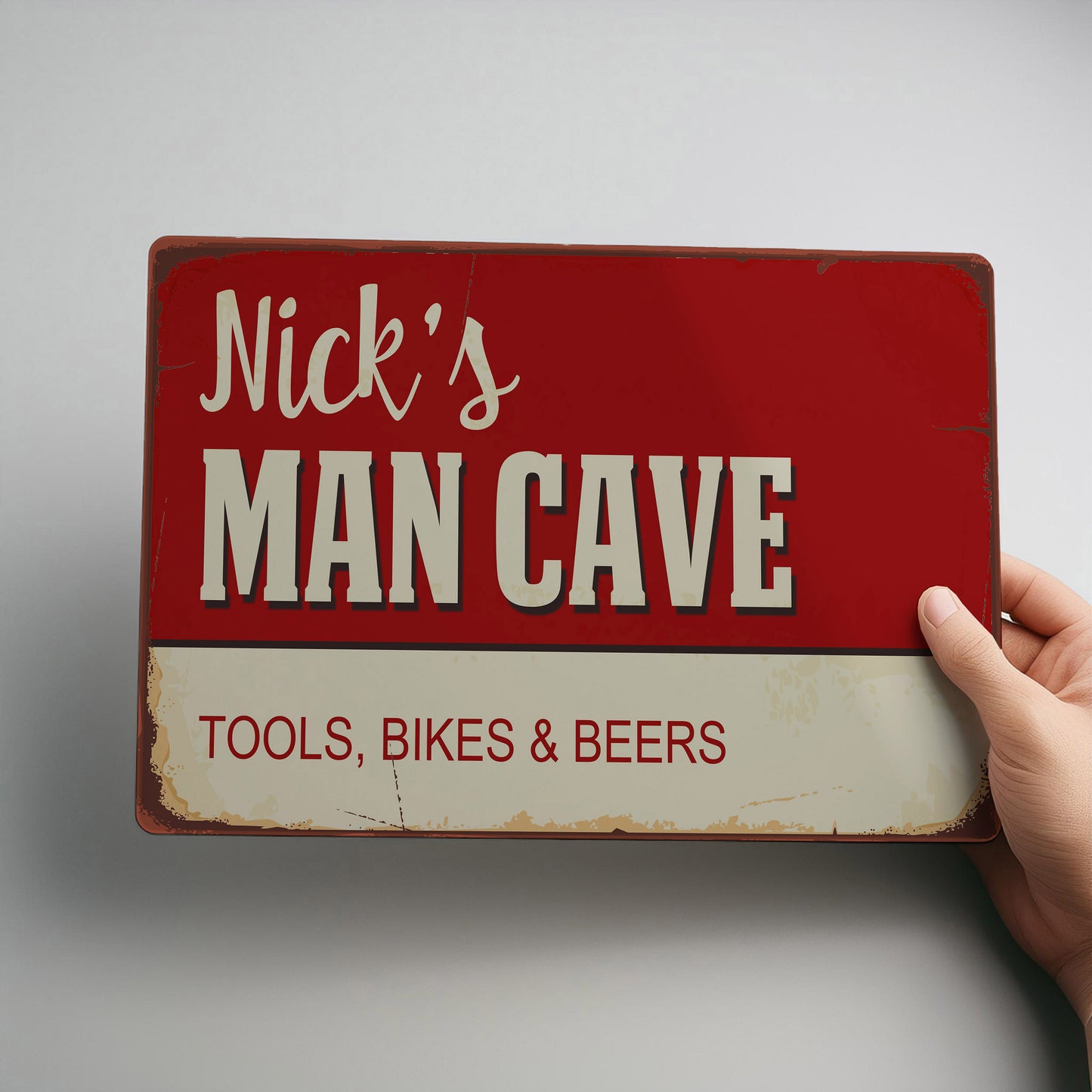 Man Cave Personalised Rustic Metal Wall Sign