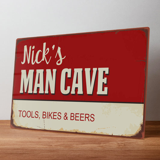 Man Cave Personalised Rustic Metal Wall Sign