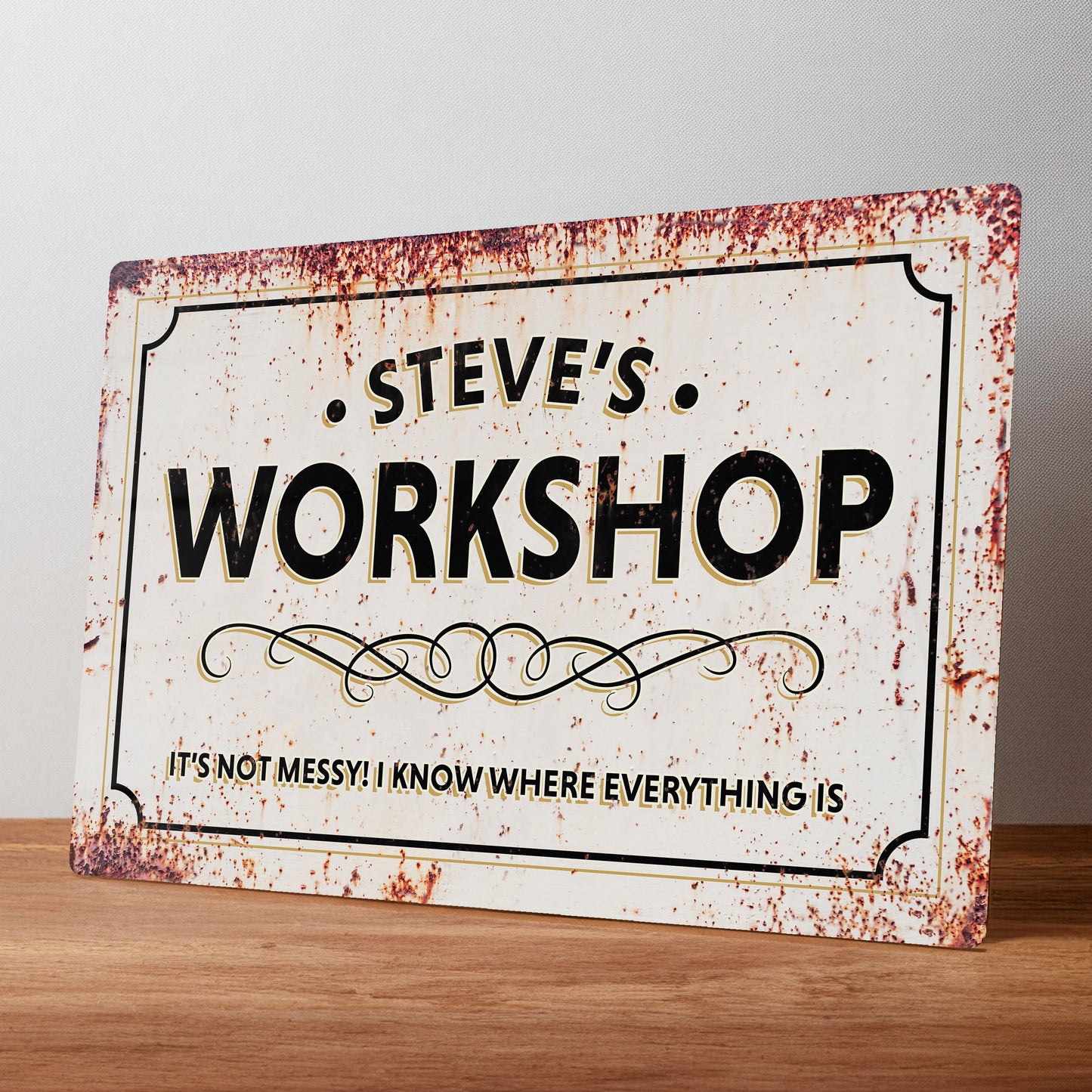 Workshop Rustic Personalised Metal Wall Sign