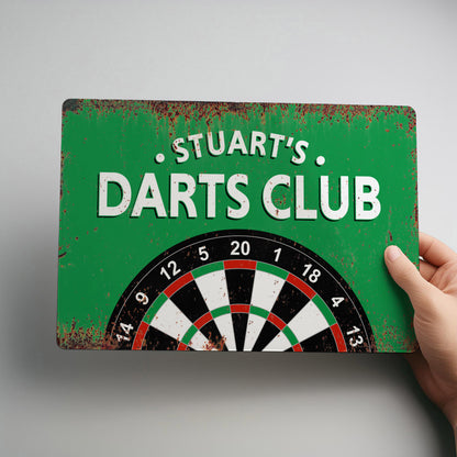 Darts Club Rustic Personalised Metal Wall Sign