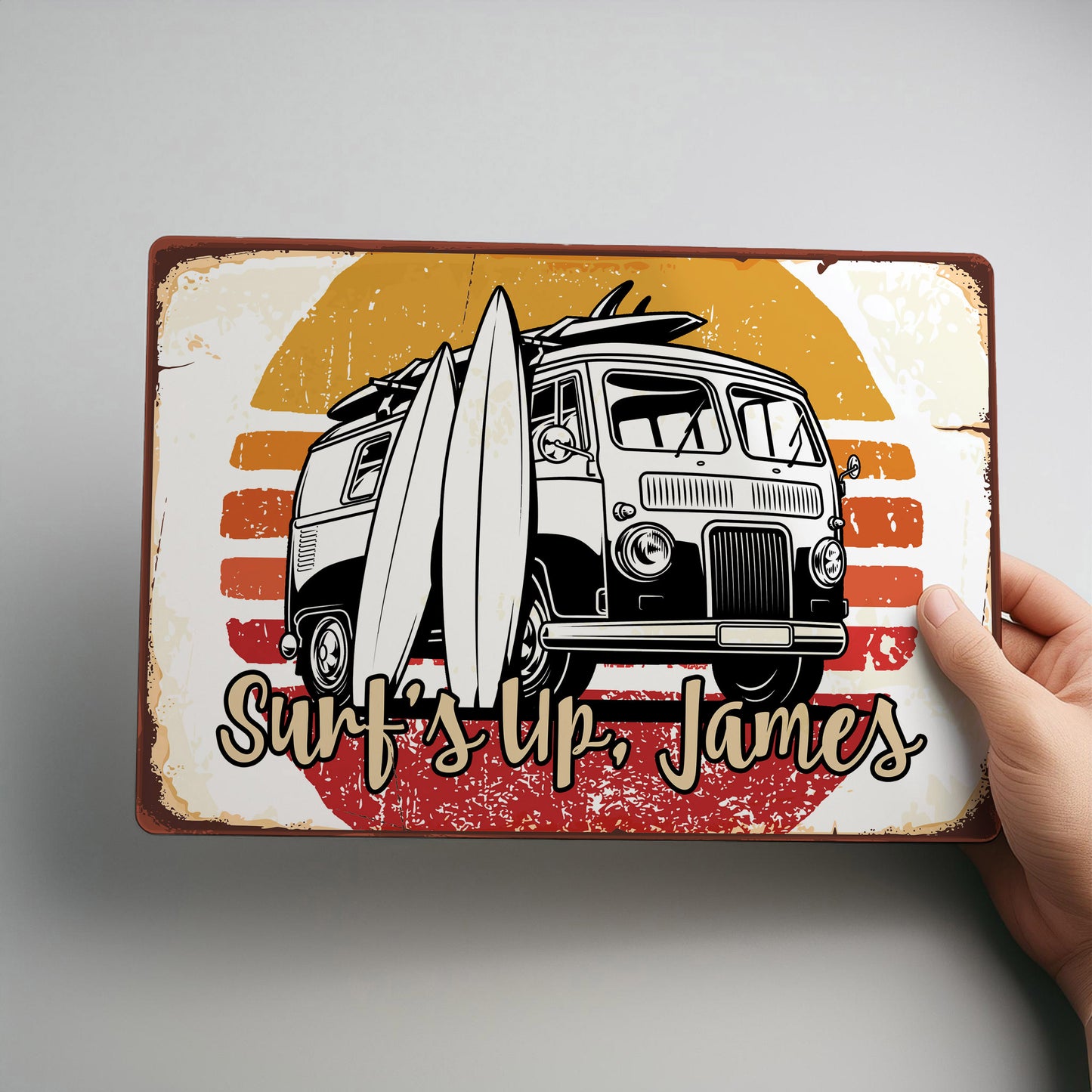 Surfs Up Personlaised Surfing Metal Wall Sign