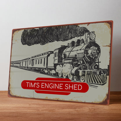 Railway Model Personalised Steam Engine Metal Wall Sign