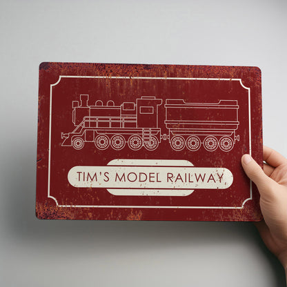 Model Railway Rustic Retro Personalised Metal Wall Sign