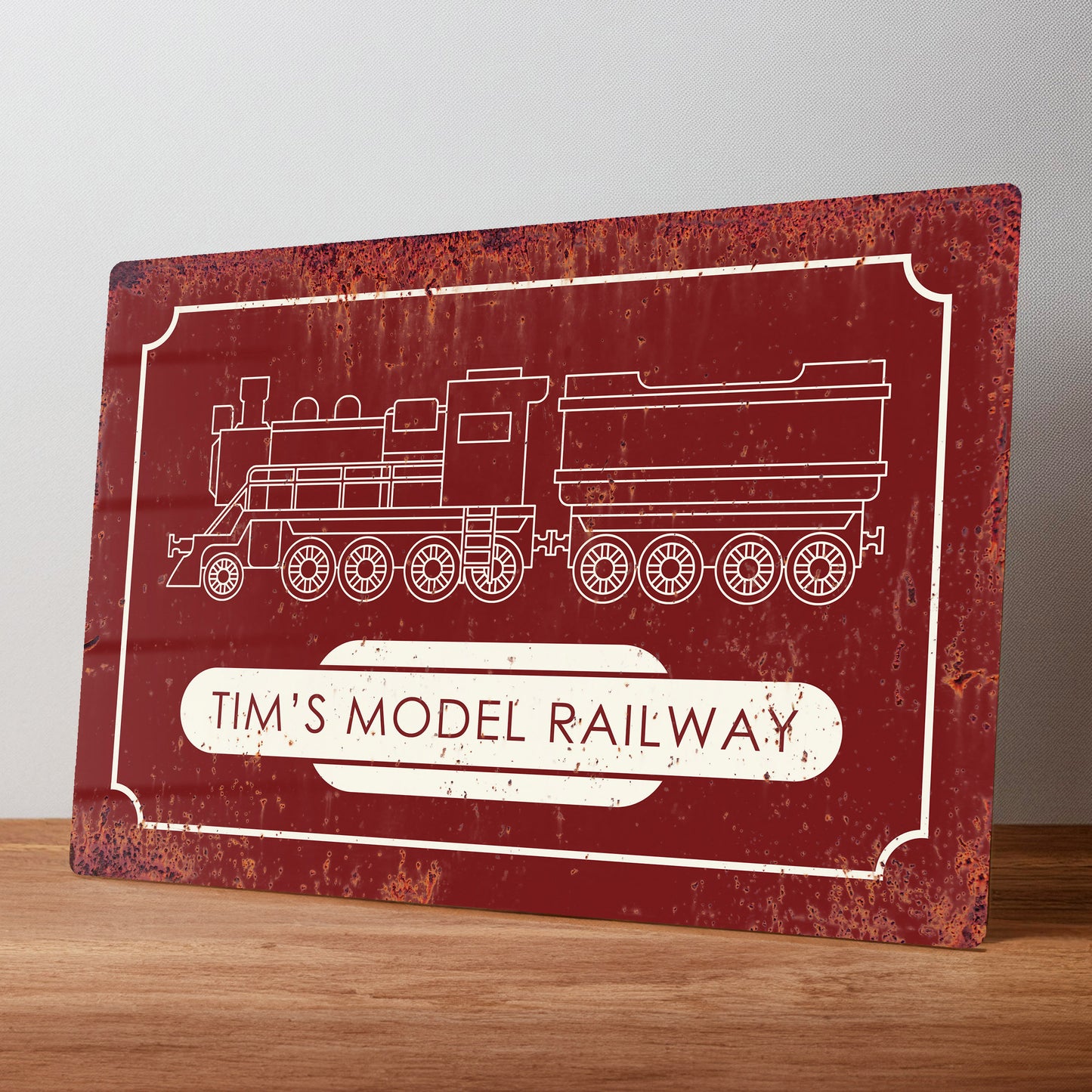 Model Railway Rustic Retro Personalised Metal Wall Sign