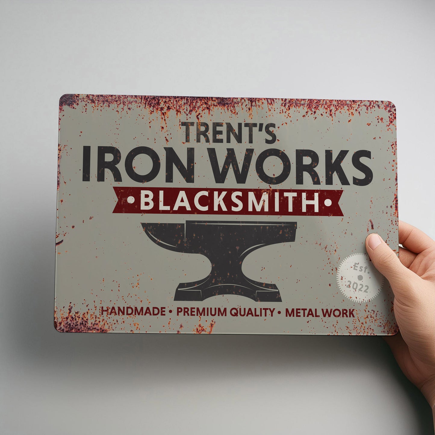 Blacksmith Rustic Personalised Metalwork Metal Wall Sign