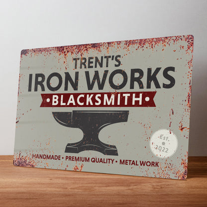 Blacksmith Rustic Personalised Metalwork Metal Wall Sign