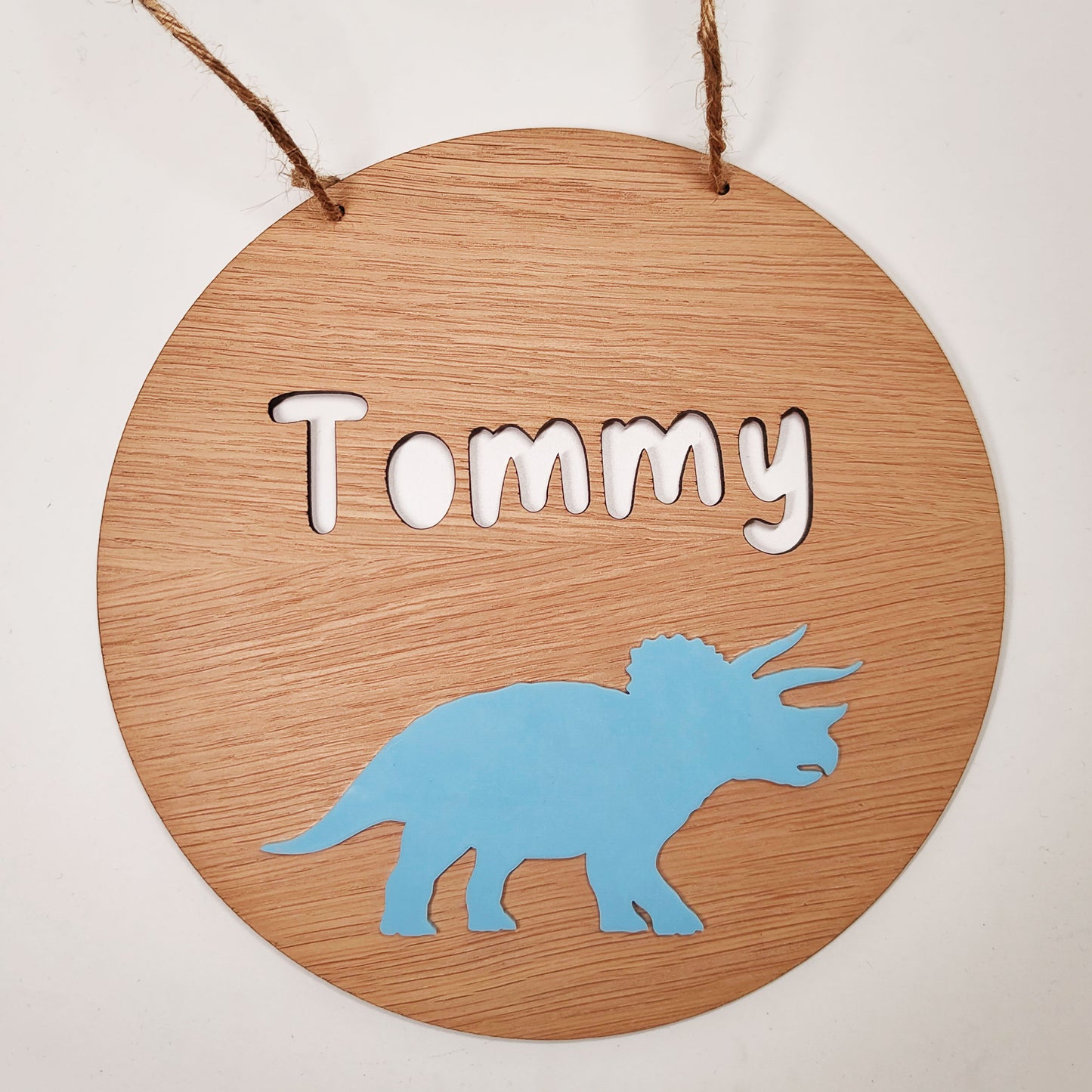 Personalised Triceratops Name Sign – Custom Dinosaur Bedroom Wall Hanging, Kids Room Décor