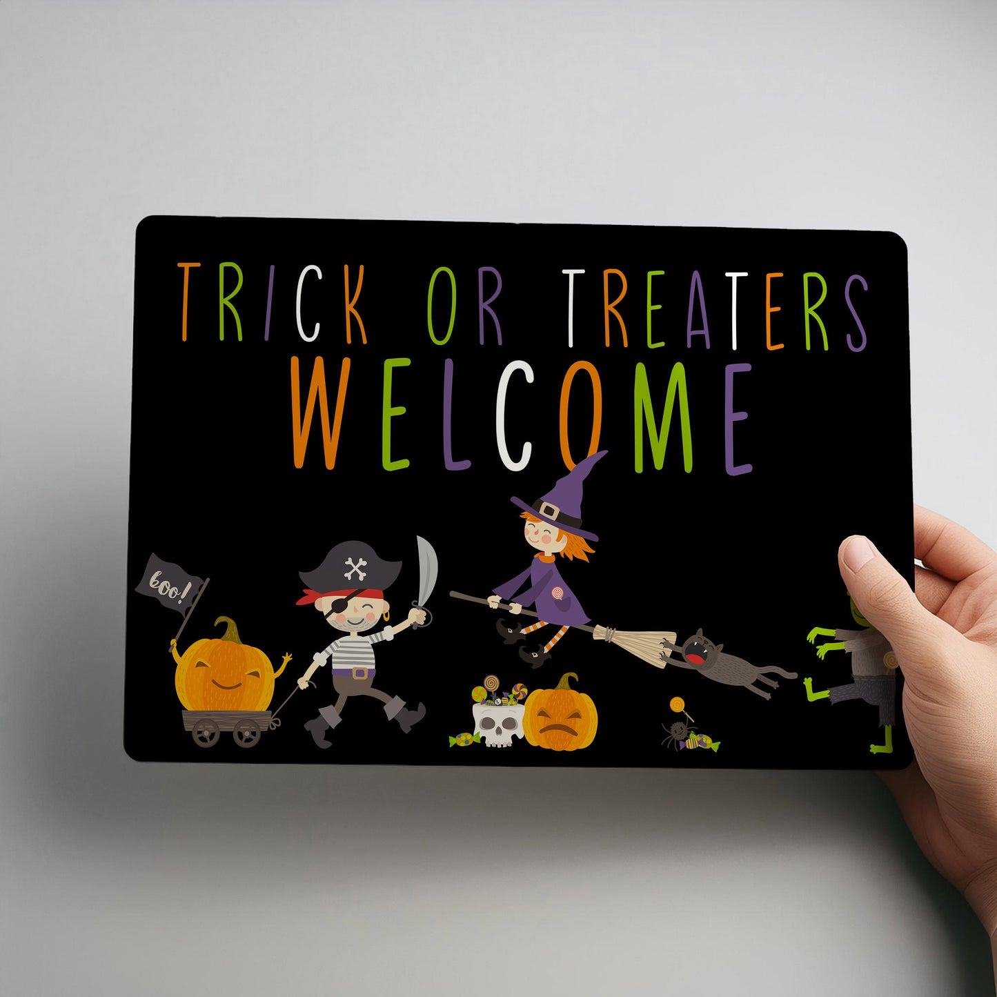 Trick or Treat Halloween Personalised Metal Wall Sign