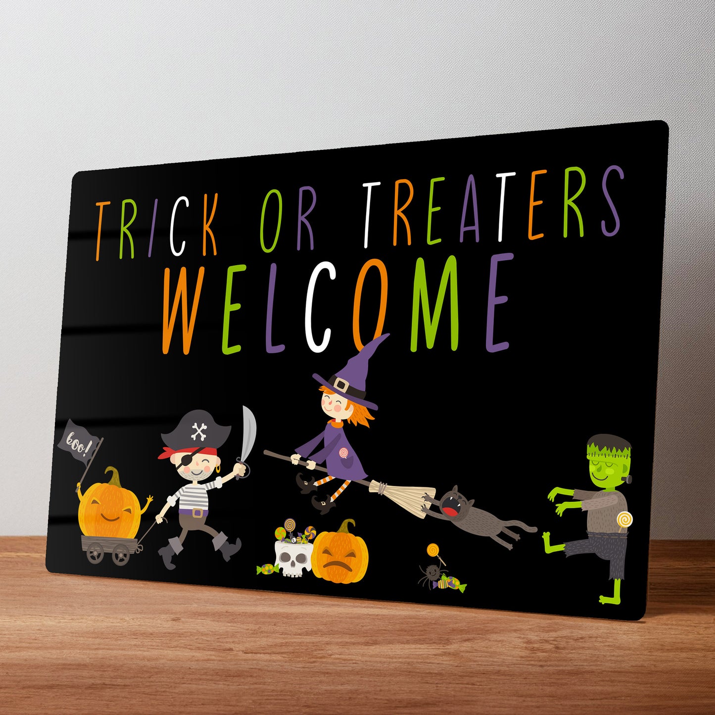 Trick or Treat Halloween Personalised Metal Wall Sign