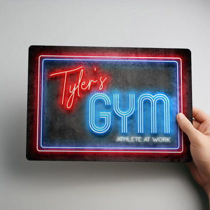 Home Gym Neon Style Personalised Metal Wall Sign