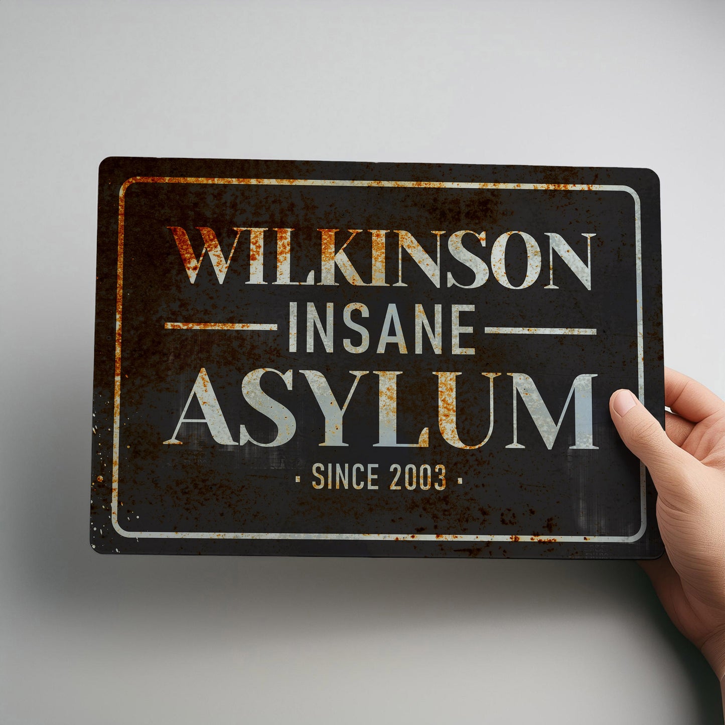 Insane Asylum Personalised Funny Metal Wall Sign