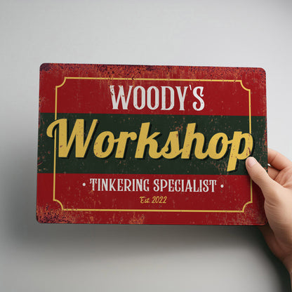 Workshop Garage Retro Personalised Metal Rustic Sign