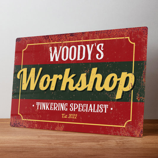 Workshop Garage Retro Personalised Metal Rustic Sign